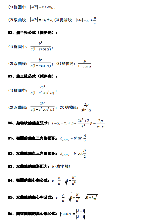 高中数学怎么学？如何提分？牢记这127个常用解题公式及结论，考试直接用！(图9)
