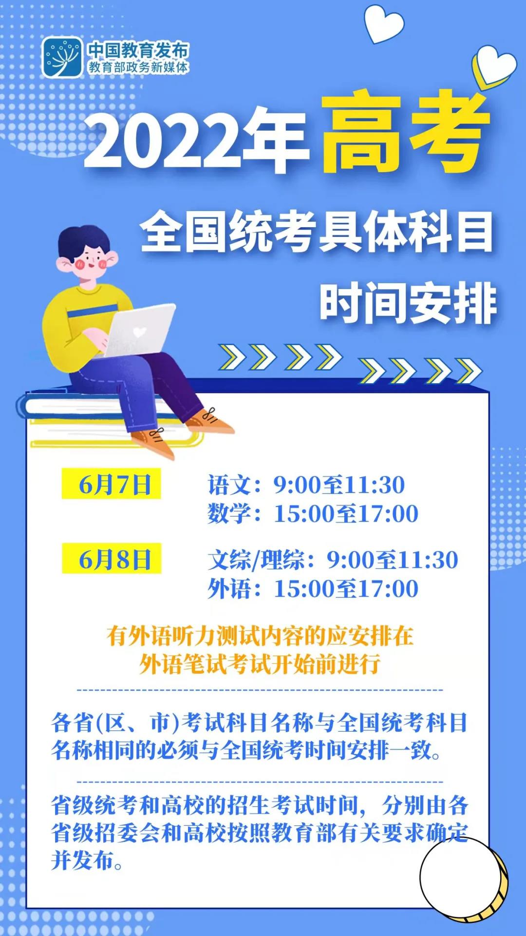 重磅！2022高考全国统考时间确定！教育部印发做好2022普通高校招生工作的通知！(图2)