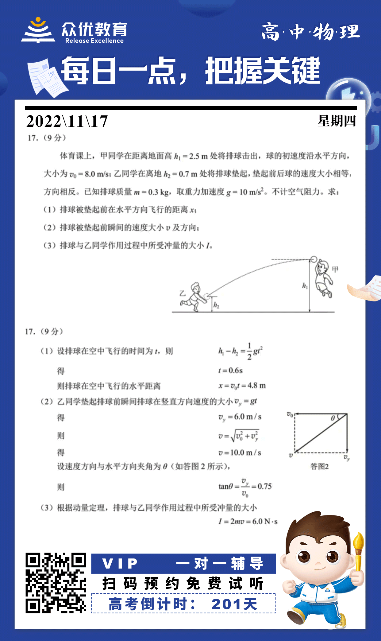 【高中物理】2022·北京卷：考查平抛运动的规律和特点，动量和冲量的概念(图1)