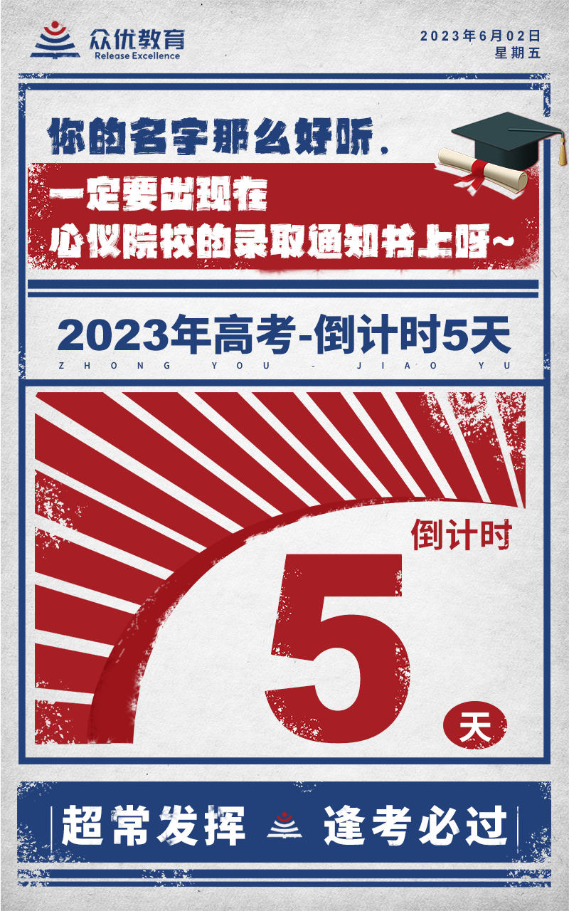 【高考倒计时·5天】：你的名字那么好听，一定要出现在心仪院校的录取通知书上呀~(图1)