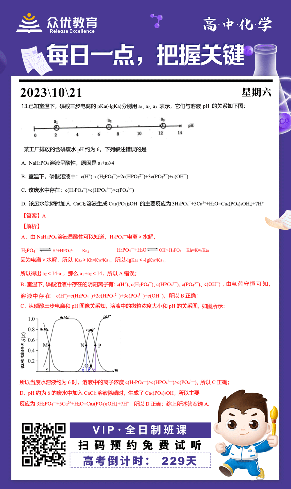 【高中化学 · 每日一练】：考查电离平衡+水解平衡+电荷守恒(图1)