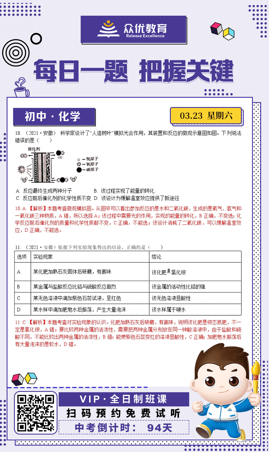 【初中化学 · 每日一练】：考查微观模拟图+对实验现象的认知(图1)