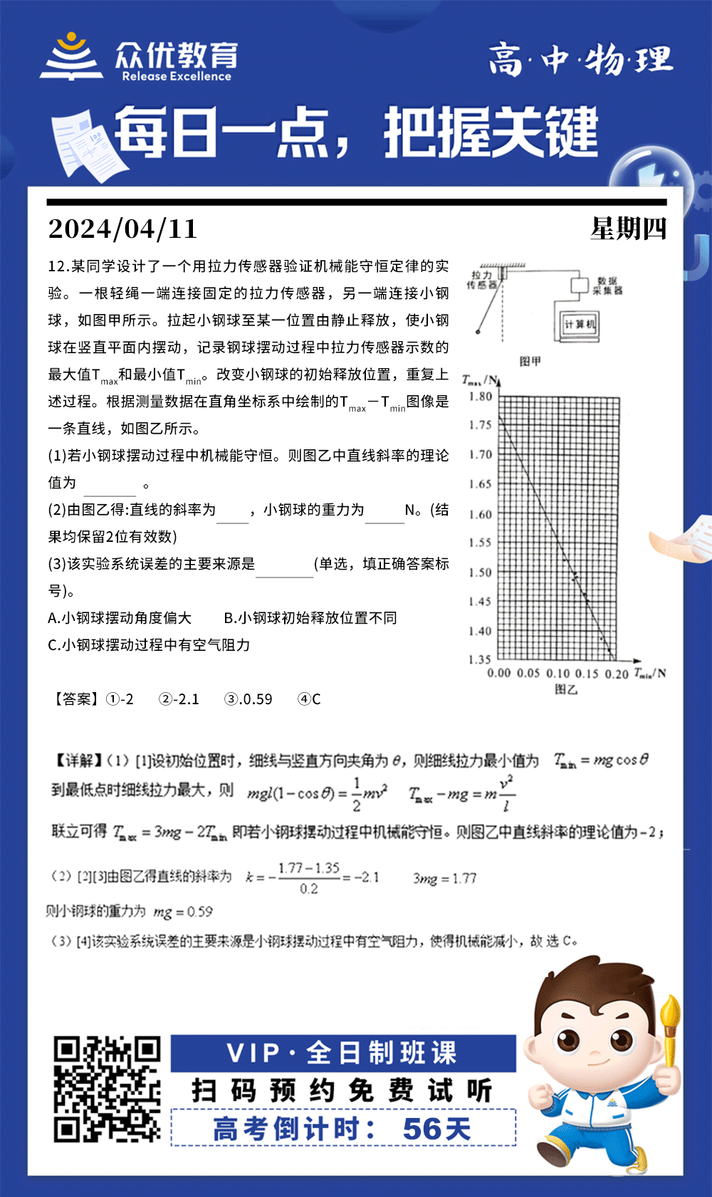 【高中物理 · 每日一练】：考查力的合成与分解+圆周运动向心力表达式+动能与重力势能的转换关系(图1)