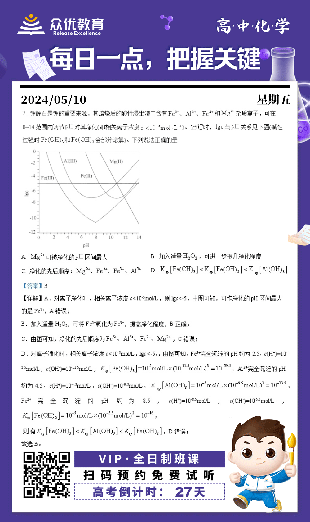 【高中化学 · 每日一练】：考查固体溶解平衡(图1)