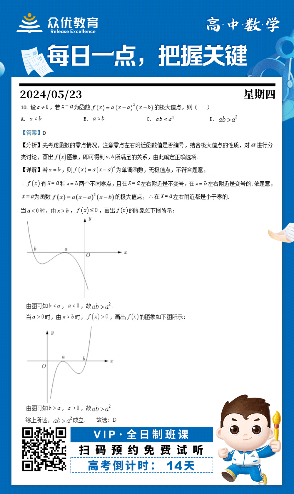 【高中数学 · 每日一练】：考查导数的知识+数形结合思想(图1)
