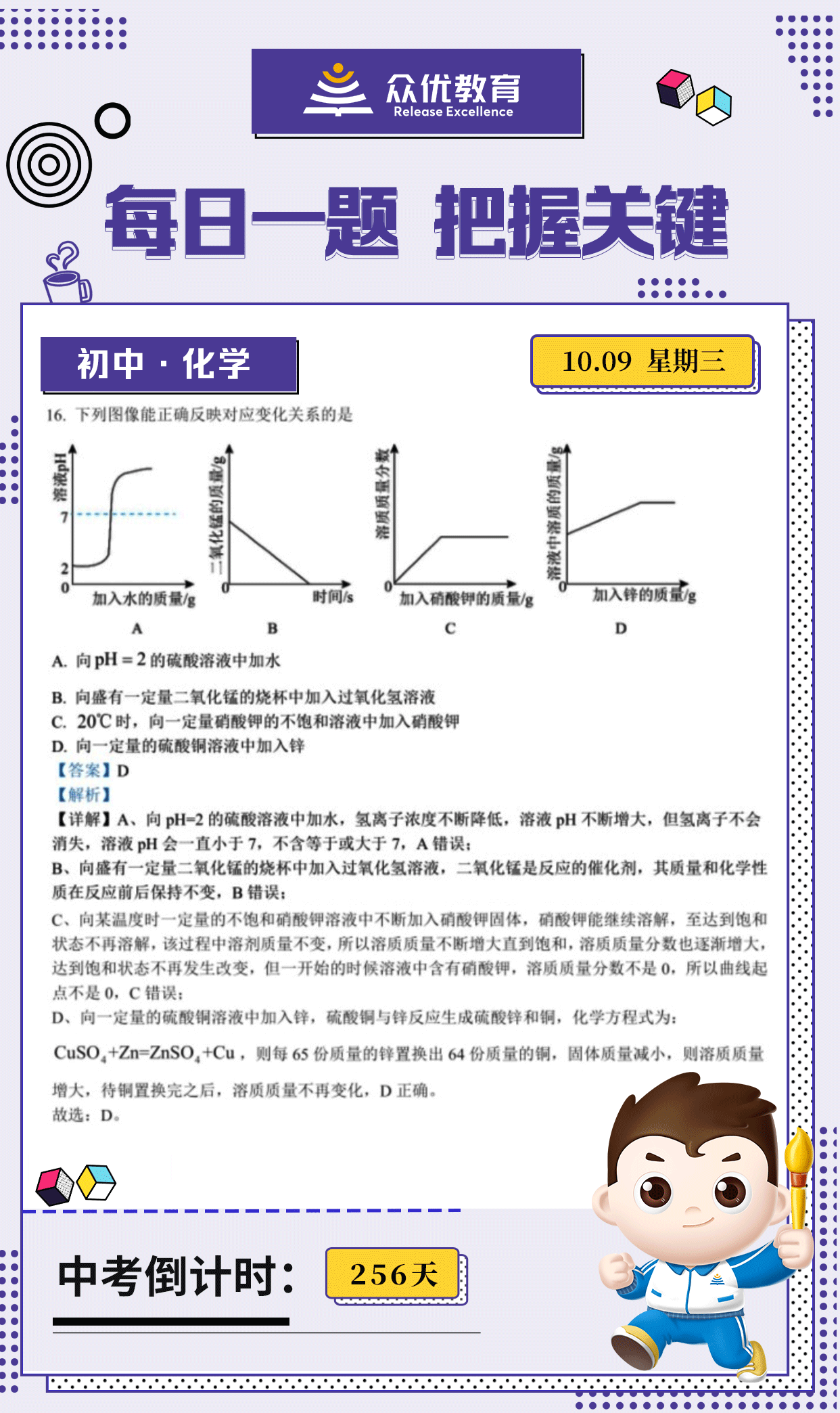 【初中化学 · 每日一练】：考查化学反应中对应的变化关系(图1)