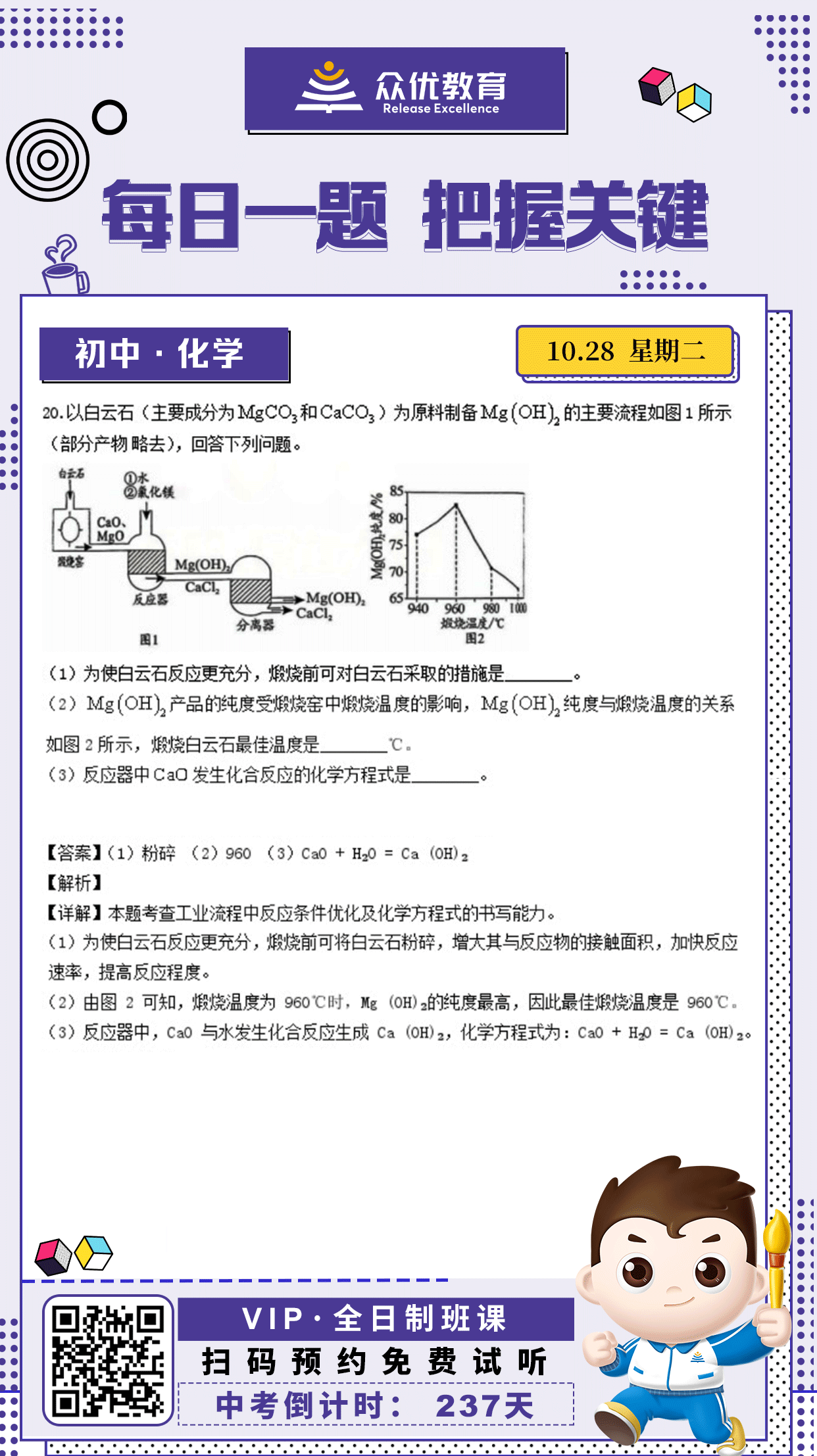 【初中化学·每日一练】：考查工业流程中反应条件优化及化学方程式的书写能力(图1)
